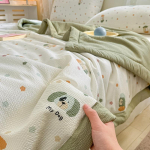 Suvised puuvillased tekid Lastele T&auml;iskasvanutele Kahepoolne tekk Mugav jahutav Konditsioneer Pehme Kuninga Suuruse Kuninganna Suuruse Voodikate Tekikott 150X200CM armee roheline v&auml;rv