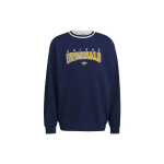 Adidas Originals Script Crew Sweatshirt Koos Sametise Tr&uuml;kiga Meeste Pealisr&otilde;ivad Tumesinine HF9224 XL