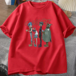 Muusikab&auml;nd Gorillaz PUNK ROCK T-s&auml;rk Mehed Naiste Suvi 90ndate O-kaelusega Puuvillane L&uuml;hikeste varrukatega T-s&auml;rgid Riided Vintage Y2K Clothing Tee 4XL