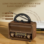 Retro kaasaskantav AM/FM/SW raadio laetava akuga, TF/AUX taasesituse ja antenniga. Traadita koduks v&otilde;i h&auml;daolukorraks. pruun