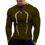 Suure suurusega Euroopa ja Ameerika stiilis meeste suvine hingav Quick Dry Fitness Sporditreenings&auml;rk Moodne pikkade varrukatega top 5XL armee roheline v&auml;rv