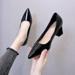 Kevadised k&otilde;rged kontsad, kontorinaiste t&ouml;&ouml;jalatsid, naiste pumbad, Vogue Block konts, terava varbaga, libisemine, sinine, must, punane, dropship 38 must