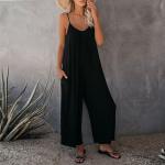 Uus Naiste Mood Varrukateta Rihm Tasku Laiade S&auml;&auml;rtega Jumpsuit Romperid Vabaaja Lahtised P&uuml;ksid Tunked Pluss Suurus Pikk P&uuml;ks S must