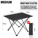 V&auml;liporteritav telkimise BBQ-laud Multifunktsionaalne alumiiniumisulamist kokkupandav laud Piknikutarbed SMALL(40*35*29CM) black