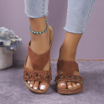 Suvised naiste sussid suur suurus naiste kingad retro rooma sandaalid naiste PU vabaaja lilledega kiilsandaalid platvormsussid 42 &scaron;okolaad