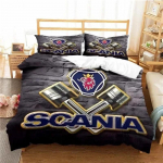 Scania Veoki Logo Voodipesukomplekt Poisid T&uuml;drukud &Uuml;hekohaline Kuninganna Suurus Tekikott Padjap&uuml;&uuml;r Voodi Lapsed T&auml;iskasvanud Mood Kodutekstiil EU Single 135x200cm