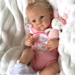 NPK 48cm Realistlik Reborn Beebinukk - K&auml;sitsi valmistatud silikoonpea ja j&auml;semed pehme puuvillase kehaga Cloth Body beige