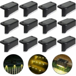 Lampe solaire &eacute;tanche pour cl&ocirc;ture, terrasse, escalier, &eacute;clairage de jardin &agrave; LED IP65 pour escaliers, cl&ocirc;tures (lumi&egrave;re chaude, noi