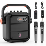 Karaoke masin 2 juhtmevaba mikrofoniga, 5200mAh kaasaskantav k&otilde;larikomplekt Bluetooth 5.0 Laetav helis&uuml;steem TWSi, FM-i, REC-iga