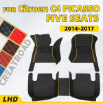 Car floor mats for Citroen C4 PICASSO FIVE SEAT 2014 2015 2016 2017 auto foot Pads automobile 4-Black- Black