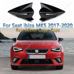 For Seat ibiza V MK5 KJ1 KJG 2pcs Gloss Black/Carbon Look Rear View Mirror Cover Caps Trim Shell Frame 2017- Bodykits Gloss Black