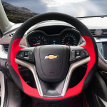For Chevrolet Malibu 2011-2015 Volt Camaro 2011-2015 DIY Hand Sewing non-slip Black red Suede Car Steering Wheel Cover style 1