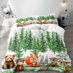 Metsaloomade tekikott T&auml;issuurus T&uuml;drukud Poisid Lapsed VoodipesuMultikas Metsaloomade tekikott Tekikate 2 padjap&uuml;&uuml;ri AU Single(140x210cm)