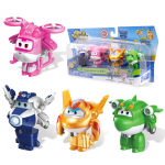 Super Wings 14-osaline muunduv m&auml;nguasjakomplekt, 2-tollised lennukikoguja tegelasm&auml;nguasjad koos dinosaurusest minikoguja tegevuskujukesega koos pink