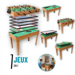 Table de jeux - DEVESSPORT - Multijeux 7en1 - Baby-Foot, Billard, Air Hockey - Pour enfants - 106,9x60,5cm
