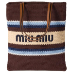 Miu Miu Raffia Ees Tikitud Logo Puuvillane Totes &otilde;lakott Naiste kotid Kakao Hele-Sinine Naturaalne 5BG248_2DO3_F04EM_V_OR1 Basic Set (Bag+Dust Bag)