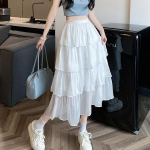 V&otilde;rgustikud Midiseelikud Naistele Puhas armsad astmelised printsessi suve vintage prantsuse stiilis Fairycore Elegantne kihiline volangidega koogiseelik M