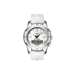 TISSOT T Touch II Kvartsmehhanismiga Meeste K&auml;ekell Kell 43,3 mm Valge sihverplaat Titaanist korpus Nahkrihm T047.220.46.016.00 White Dial