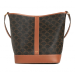 Celine Triomphe Klassikaline Monogramm L&otilde;uend ja Vasikanahast Kopp-kott Naiste &Otilde;lakott Pruun 191132CAS-04LU Basic Set (Bag+Dust Bag)