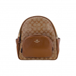 Coach Court 27 Signature Letter Logo Kaetud L&otilde;uend ja Krokodillinahast Seljakott Naiste Seljakott Pruun 5671-IME74 Gift Box Set (Basic Set+Yellow Box)