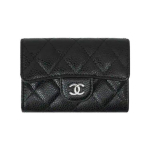 Chanel Tepitud H&otilde;bedase Pandlaga Klapiga Kavi&auml;&auml;rtekstuuriga Nahast Rahakott Kaardihoidja Naiste rahakott Must AP0214-Y01588-C3906 Box(Basic Set+Box)