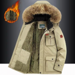 Talvejope Meeste Soe Paks Fliis Parkad Tuulejope Militaar kapuutsiga karusnahast krae Mantel Meeste riided Plus Suurus 8XL 6XL armee roheline v&auml;rv