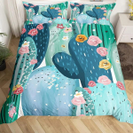 Roheline kaktuse udusulekomplekt Voodipesukomplekt 3-osaline tekikottide komplekt 135*200cm