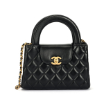 Chanel 25a Kelly kott metallist topelt-C logoga teemantmustriga tepitud lambanahast kuldse riistvaraga k&auml;ekott mini naiste must Basic+Dust Bag must