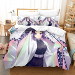 Kochou Shinobu Voodipesukomplektid Anime Demon Slayer Tekk Voodikate Tekikott Padjap&uuml;&uuml;r &Uuml;heinimese Kaheinimese Suur Kuningas Teismeliste Kingitused EU Single 135x200cm