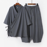 Suurused S-9XL Meeste Jaapani Kimono Kardigan P&uuml;kstekomplekt Puuvillane Linane Samurai Kost&uuml;&uuml;m Harajuku L&otilde;tv Jakk &Uuml;likond M hall