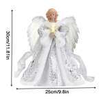 Ingel j&otilde;ulukuuse latva Christmas Tree Top Angel koos valgusketiga Rustikaalne kaunistus kaminasse, talumajja, magamistuppa, aeda, k&ouml;&ouml;ki valge