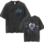 Jaapani Ado MAAILMATUUR Merch T-s&auml;rk Unisex Naiste R&otilde;ivad Retro Pesemata T-s&auml;rk Vabaaja &Uuml;le suurusega L&uuml;hikeste varrukatega T-s&auml;rgid Streetwear S