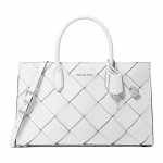 MICHAEL KORS Scarlett punutud k&auml;sit&ouml;&ouml;na valmistatud nahast &otilde;la-crossbody k&auml;ekott keskmine suurus naiste valge valge