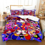 3D Prinditud H&auml;mmastav Digitaalne Tsirkus Voodipesu Komplekt Multikas Anime kolmeosaline komplekt T&auml;iskasvanu Laps Magamistuba Tekikoti Komplektid Kodutekstiilid 135x200cm