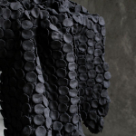 Tekstuuriga Volditud Kangas 3D Ringikujulised Voldid Tekstuur Jacquard Disainerkangas Loov R&otilde;ivastus Kleidid DIY &Otilde;mbluskangas K&auml;sit&ouml;&ouml; 55X55cm must