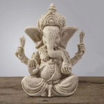 Liivakivist Ganesha Buddha elevandikuju skulptuur k&auml;sitsi valmistatud elevandi kujukeste kodukaunistamise tarvikud valge