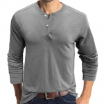 Meeste Henley s&auml;rgid pikkade varrukatega, pehme vabaaja Slim Fit Basic Stretch hingav Henley T-s&auml;rk treeningu niiskust imav sportlik tops meestele S hall v&auml;rv