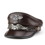 Eksklusiivne ehtsast veisenahast s&otilde;jav&auml;ek&uuml;bar Mehele Ehtne Nahast Lame Tipp M&uuml;ts Moodne Kotkam&auml;rk Kett Punk Vedur Casquette Mees 57-58cm gray