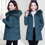 Talvejope Naiste parkad pikk mantel karusnaha krae kapuutsiga joped Paks soe puuvillane polsterdatud mantel Puffer Parka XL roheline