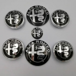 7 tk 74mm Auto Kapott Pagasiruum Rooliratas Embleem Alfa Romeo Brera 159 New Spider Giulietta 156 Mito Giulia 147 Veljekate jaoks must