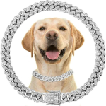 18K kullatud 316L roostevabast terasest paks koera kuuba kett Luksuslik tahke mustriga lemmiklooma koera kaelarihm rihm L&auml;&auml;ne klassikaline stiil (Silver,50cm) h&otilde;be