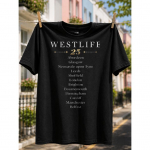 Vabaajastiilis meeste T-s&auml;rk Westlife 25 linna tuuri disainiga Suvine ja kevadine riietus Kingitus muusikaf&auml;nnidele ja b&auml;ndi toetajatele S must