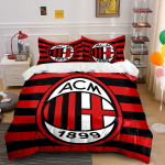 AC Milan Logo Voodipesukomplekt Voodipesu Tekikate Komplekt Tekikate Padjap&uuml;&uuml;rid (1 * Tekikott 2 * Padjap&uuml;&uuml;ri, ilma tekita) 135x200cm black