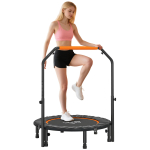 40 Kokkupandav Mini Fitness Trampoliin, Reguleeritava Vahtk&auml;epidemega, Oranž 102 x 102 x 123 cm