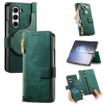 2-&uuml;hes magnetiline t&otilde;mblukuga kaardipesa nahast &uuml;mbris Samsung Galaxy Z Fold 8 ultra 7 6 5 jaoks juhtmevaba laadimisega kott rahakott kate Galaxy Z Fold 8ultra roheline