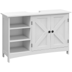 Valamualune Kapp Vannituppa Klassikaline Stiil 2-ukseline Kapp Reguleeritavad Riiulid 90 x 30 x 60 cm Valge 90 x 30 x 60 cm