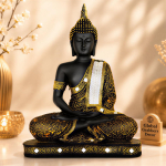 Uus Piiratud V&auml;ljaanne 25 Sentimeetrine Mediteeriv Istuv Buddha Kuju N&auml;idiseseme Kodu Dekoor Kaunistusesemed Elutoa ja Kingituste jaoks Onesize must/kuld