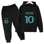 Jalgpallistaar Messi Laste Kapuutsiga Dressipluuside Komplekt T&auml;navamood Poistele ja T&uuml;drukutele S&uuml;gisene Spordipullover + Dressip&uuml;ksid 2-osaline Komplekt V&auml;litingimusteks 140 black