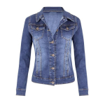 Naiste teksajakk Retro &uuml;he n&ouml;&ouml;biga Slim Fit alla keeratava kraega Pikkade varrukatega &Uuml;hev&auml;rviline Klapptaskutega Naiste mantel Igap&auml;evane Shopping Jakk S gray
