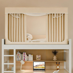 Integreeritud &uuml;li&otilde;pilasdormi voodikardin ja s&auml;&auml;sev&otilde;rk: Pimendav 3-ukseline &uuml;lemise ja alumise narivoodi jaoks 90x190x110, Upper Bunk, Three Door, Snap-fit Frame